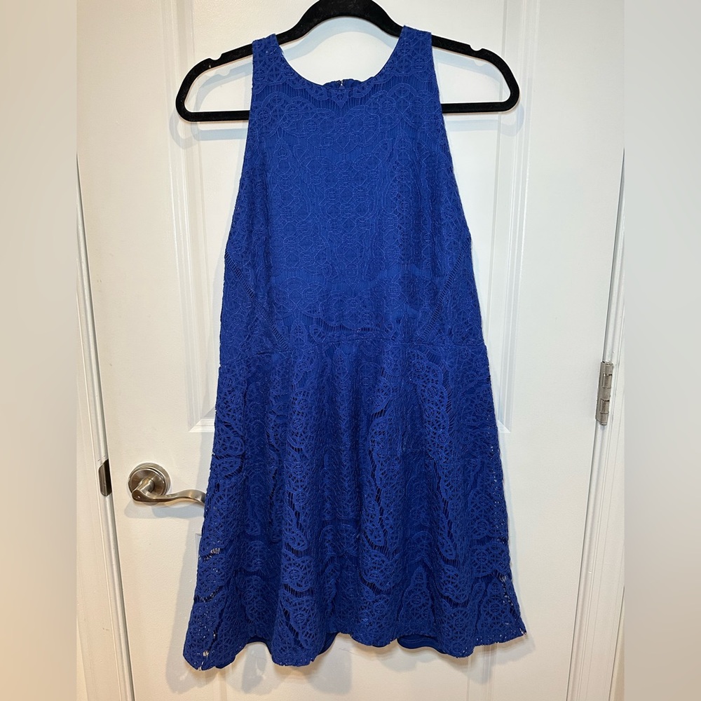 Mossimo royal blue sleeveless fit & flare lace women dress XL